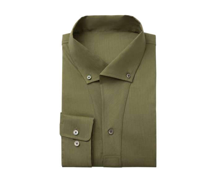 Army Green Shirt with Unique Collar Design