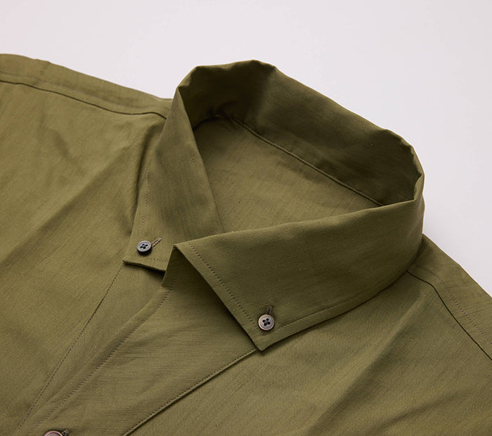 Army Green Shirt with Unique Collar Design