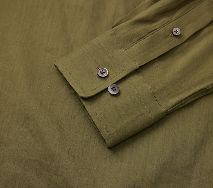 Army Green Shirt with Unique Collar Design