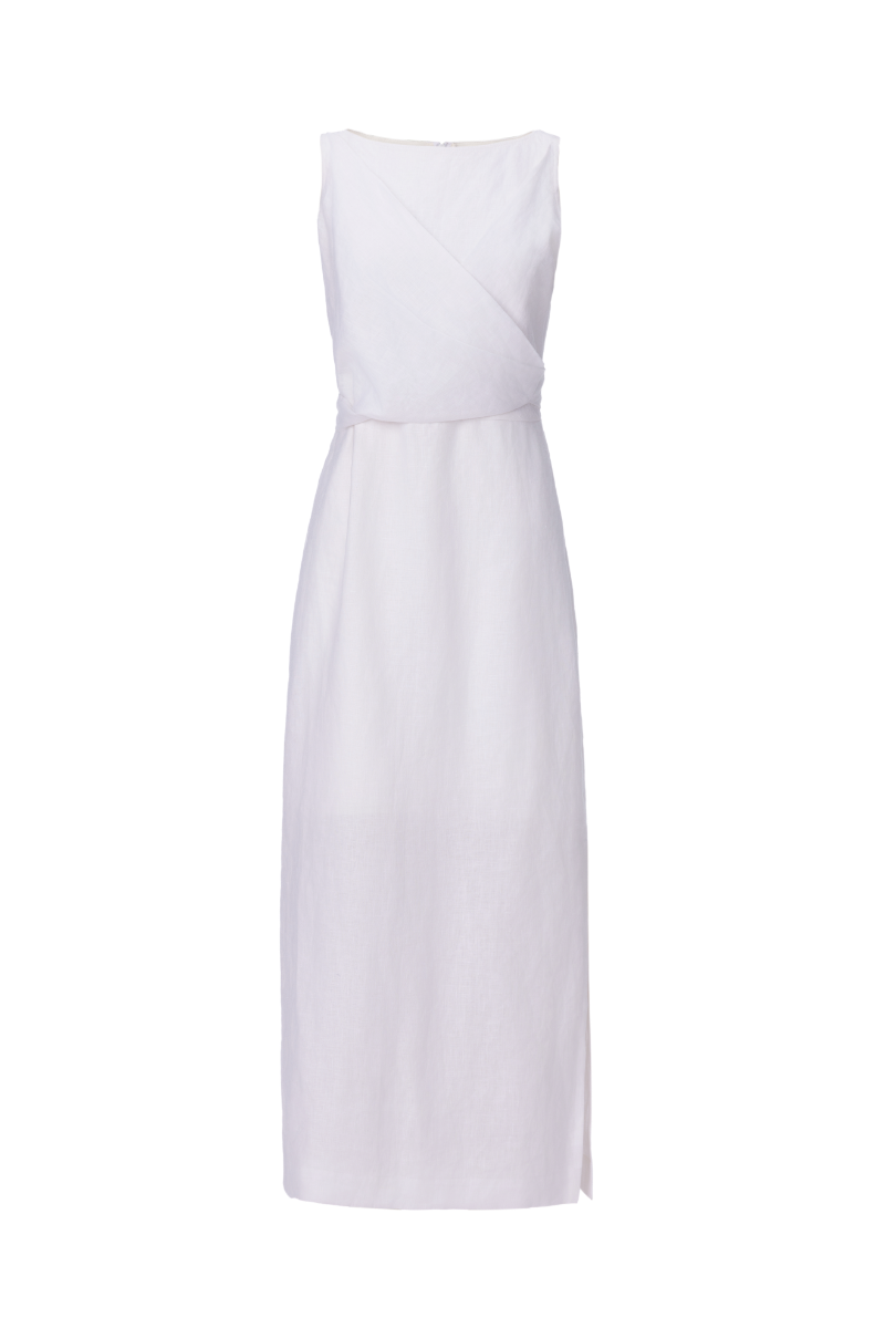 Off-Shoulder Sleeveless Linen Dress
