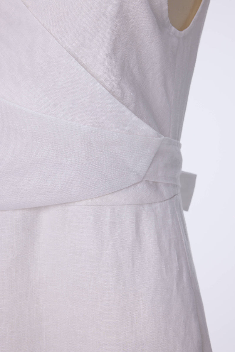 Off-Shoulder Sleeveless Linen Dress