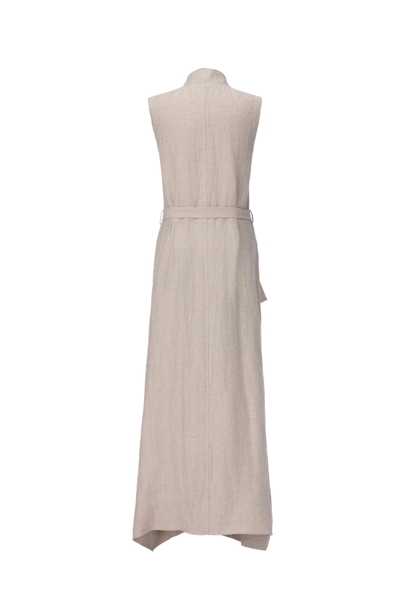 Sleeveless Tie-V Neck Linen Dress