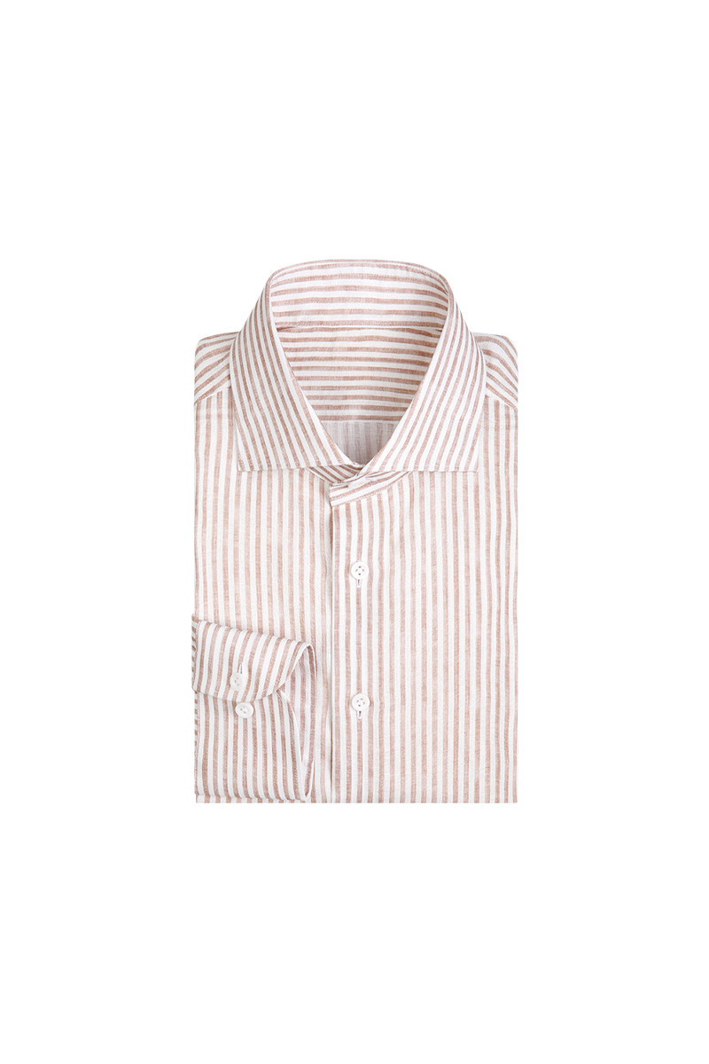 Pink Striped Linen-Textured Shirt