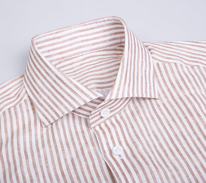 Pink Striped Linen-Textured Shirt