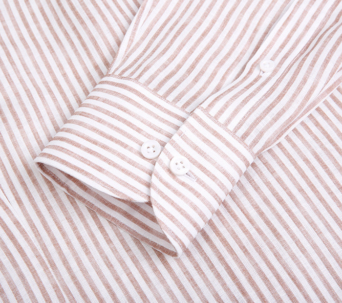 Pink Striped Linen-Textured Shirt