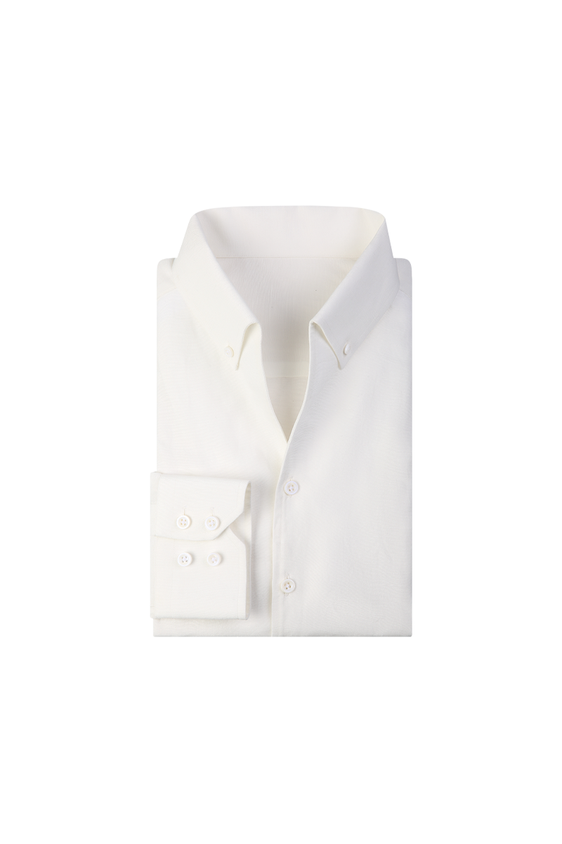 Mandarin Collar Premium-Texture White Shirt