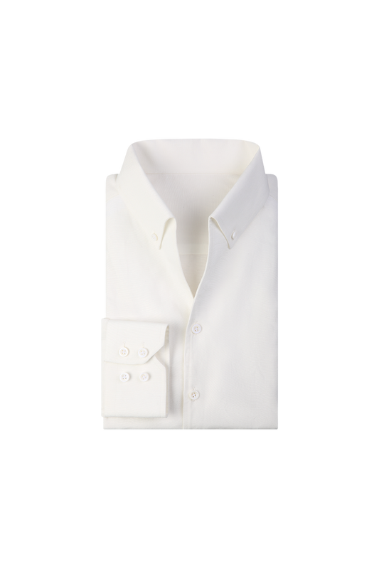 Mandarin Collar Premium-Texture White Shirt