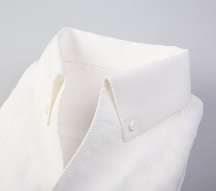 Mandarin Collar Premium-Texture White Shirt