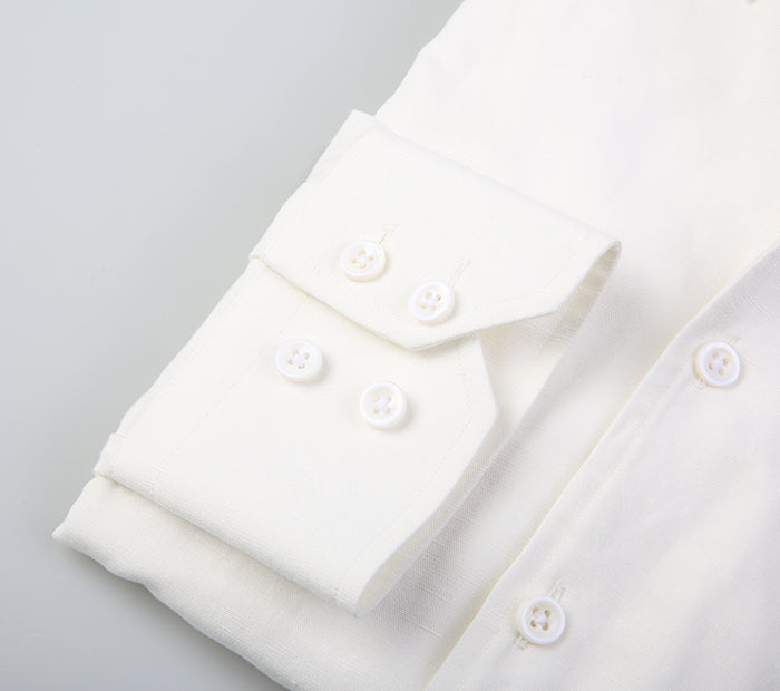 Mandarin Collar Premium-Texture White Shirt