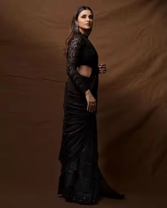 Ethnic Style Black Lace Saree