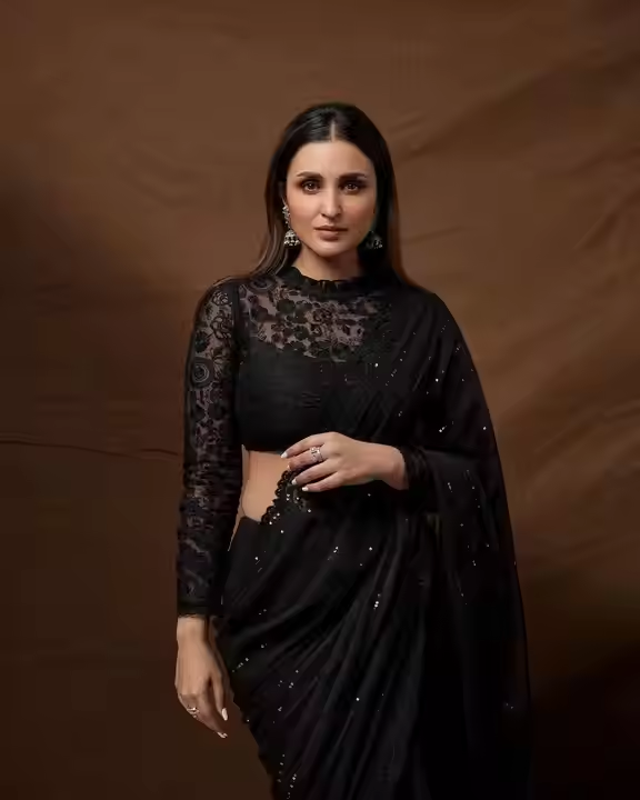 Ethnic Style Black Lace Saree