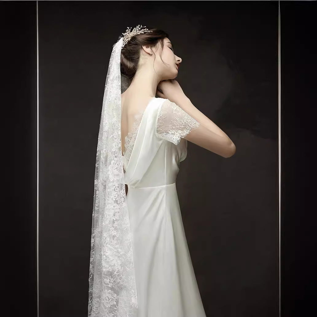 V-neck Silk Wedding Dress