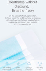 50pcs 3 Ply Disposable Face Masks Elastic Earloop