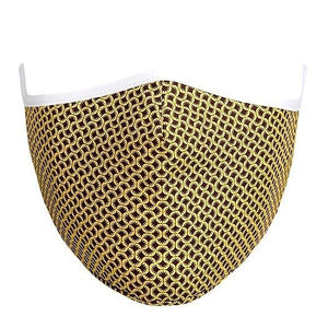 Kutehealth Designed Printed Washable Mouth Cover with 3Pcs 5 Layers Filters-YELLOW DAMASK