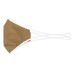 Kutehealth Designed Printed Washable Mouth Cover with 3Pcs 5 Layers Filters-YELLOW DAMASK